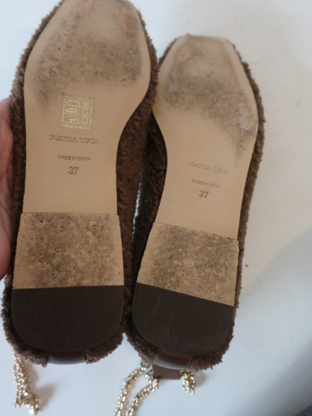 Women Maria Luca Chocolate Square Toe Teddy Eco Fur Augusta Ballet Flats 37 US/6 - Picture 9 of 16